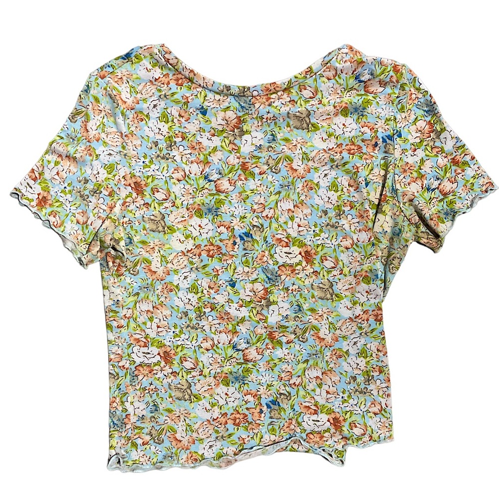 Floral Vintage Lettuce Ribbed Shirt